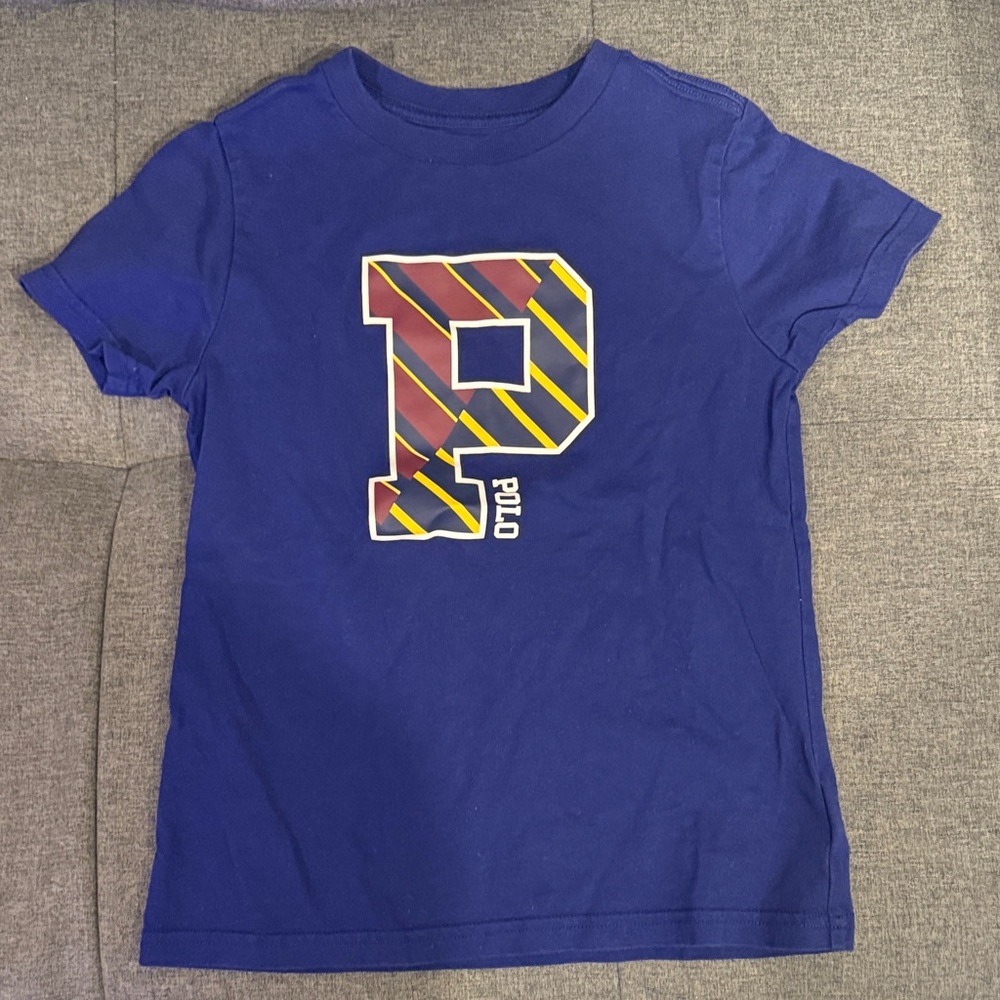 Polo Ralph Lauren Boys Navy Blue Tee with Striped 'P' Polo